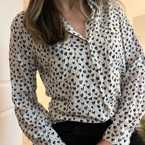 Heart Button Down Blouse